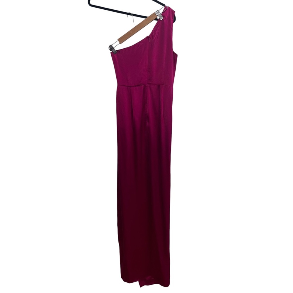 Sau Lee Preston One Shoulder Maxi Gown In Raspberry - Picture 6 of 10